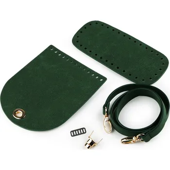 Sada na výrobu kabelky z broušené eko kůže, barva 4 zelená tm. zlatá