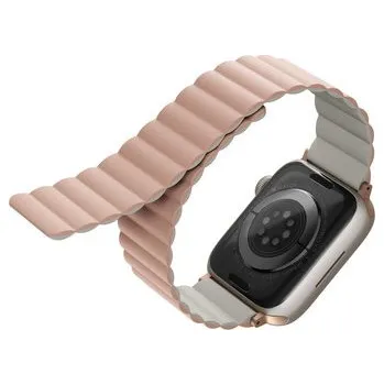Chytré hodinky UNIQ Revix oboustranný řemínek pro Apple Watch 45/44/42mm Blush (růžový/béžový)