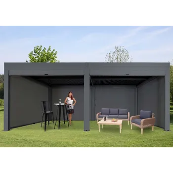 Pergola Bioklimatická pergola HWC-L46 3x6 s 6 bočními stěnami
