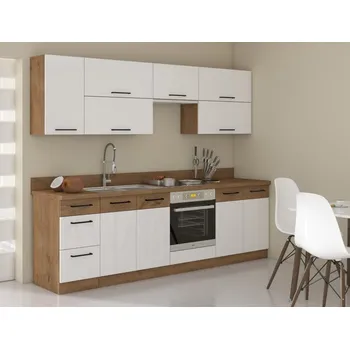 Kuchyňská linka Stolarz-Lempert Kuchyňská linka Vigo bílý lesk + pracovní deska - Sestava 1