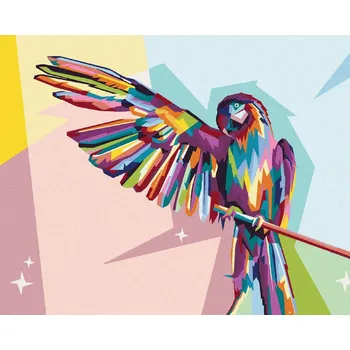 zuty Zuty - Malování Podle Čísel - Barevný Papoušek Na Větvi, 40X50 Cm, Plátno