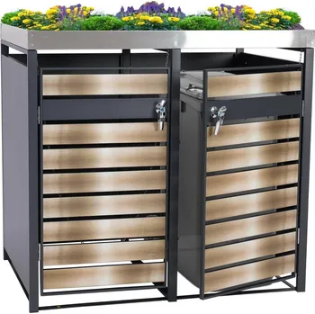 Popelnice Dvojitý přístřešek na popelnici J81 se záhonem