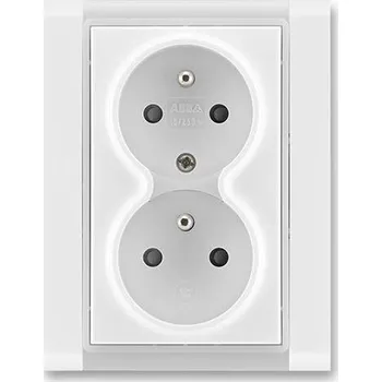 Elektrická zásuvka ABB 5512F-C02359 01 Time Zásuvka dvojnásobná chráněná s clonkami bílá/ledová bílá