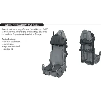Plastikový model Eduard 1/48 F-35C seat PRINT (TAMIYA)