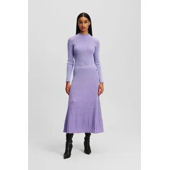 Dámská sukně SUKNĚ KARL LAGERFELD PLEATED LUREX KNIT SKIRT SWEET LAVENDER/DEEP PURPLE