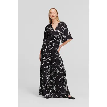 Dámské šaty OVERAL KARL LAGERFELD PRINTED JUMPSUIT CIRCLE AOP BLACK/WHITE