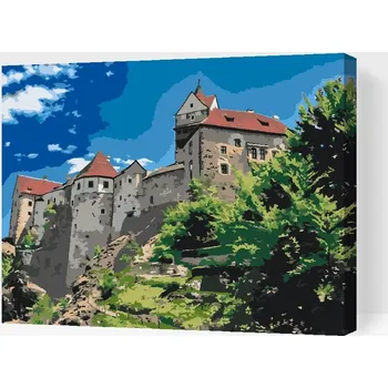 Malování podle čísel Painting Queens, Malování podle čísel, Hrad Loket, 60 × 80 cm, vypnuté plátno na rám