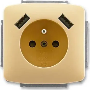 Elektrická zásuvka 5569A-A22357 D Zásuvka 1násobná s kolíkem, s clonkami, s 2x USB nabíjením