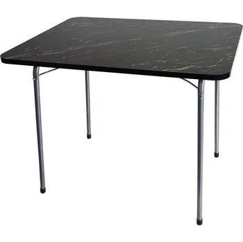 Jídelní stůl Skládací campingový stůl FREDRIK 80x60 cm, lamino bendir, dekor mramor, kov stříbrný mat, VÝPRODEJ
