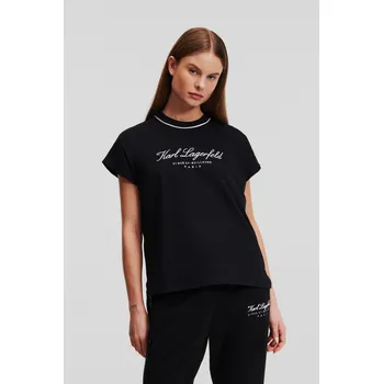 Dámské tričko TRIČKO KARL LAGERFELD HOTEL KARL CAP SLEEVE T-SHIRT BLACK