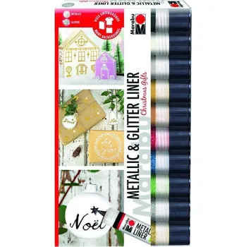Výtvarná sada Marabu Vánoční sada linerů - metalické a perlťové barvy