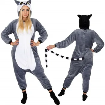 Dámské pyžamo Pyžamo Lemur vel. M SPRINGOS KIGURUMI šedo-bílé