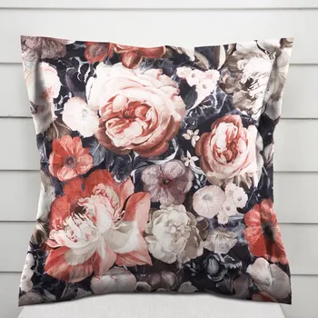 Povlak na polštářek Sametový povlak na polštář s lemem Tamara TMR-018 Červené květy 50 x 60 cm