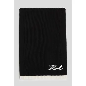 Šála ŠÁLA KARL LAGERFELD K/SIGNATURE KNIT SCARF BLACK/WHITE