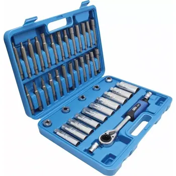 Bit Hlavice a bity na servis tlumičů, s průchozí ráčnou, sada 43 ks - SATRA