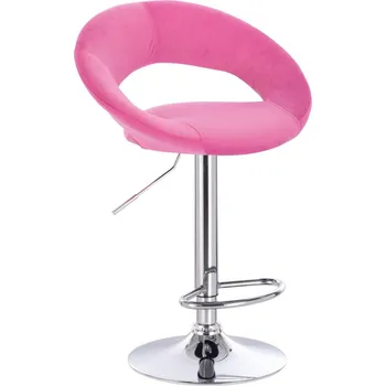 Barová židle LuxuryForm DESIGN Barová židle NAPOLI VELUR na stříbrném talíři - růžová