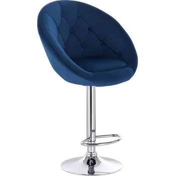 Barová židle LuxuryForm DESIGN Barová židle VERA VELUR na stříbrném talíři - modrá