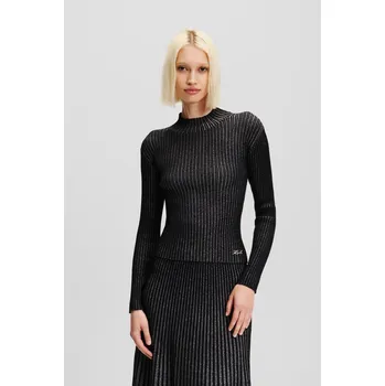 Dámský svetr SVETR KARL LAGERFELD LUREX KNIT TOP BLACK/SILVER