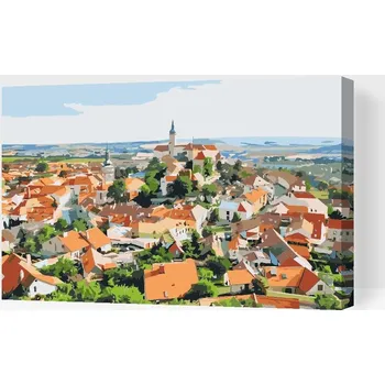 Malování podle čísel Painting Queens, Malování podle čísel, Výhled na město, Mikulov, 60 × 80 cm, vypnuté plátno na rám