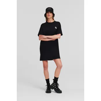 Dámské šaty ŠATY KARL LAGERFELD IKONIK 2.0 PATCH T-SHIRT DRESS BLACK