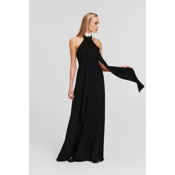 Dámské šaty ŠATY KARL LAGERFELD ARCHIVE COLLAR DRESS BLACK/WHITE