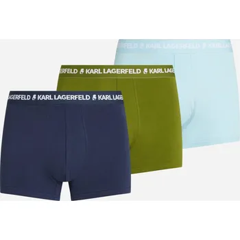 Boxerky SPODNÍ PRÁDLO KARL LAGERFELD LOGO TRUNK MULTIBAND PESTO-COOL BLU-MOOD INDIGO