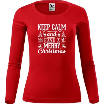 Dámské tričko DOBRÝ TRIKO Dámské bavlněné triko Keep calm Christmas Velikost: S, Barva: Červená