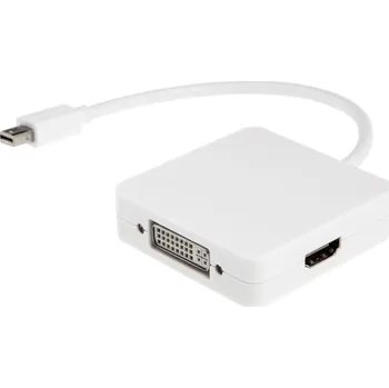 Datový kabel Přepojka / Redukce 3v1 Mini DisplayPort (Thunderbolt) na DVI / HDMI / VGA - 20cm - bílá
