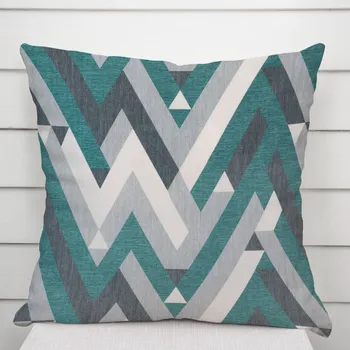 Povlak na dekorativní polštářek Sametový povlak na polštář Tamara TMR-026 Zeleno-šedý designový cik-cak 30 x 50 cm