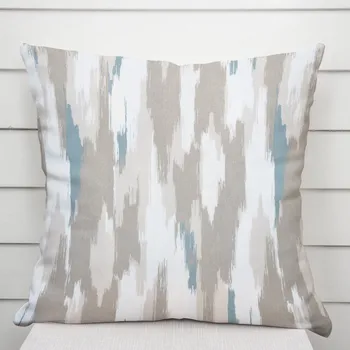 Povlak na polštářek Sametový povlak na polštář Tamara TMR-024 Šedo-béžovo-bílé žíhané pruhy 50 x 50 cm