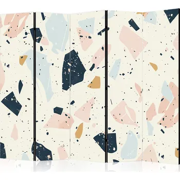 Paraván Paraván - Terrazzo s velkými - šupinovými kameny v tlumených barvách Velikost: 225x172 cm, Provedení: Jednostranný