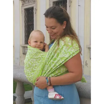 Šátek na nošení dítěte Šanami Trojlístky - limet Velikost: 5