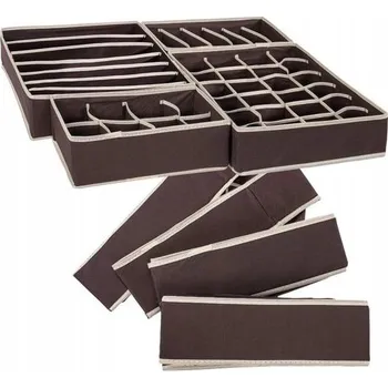 Organizér oblečení ORGANIZÉR LÁTKOVÝ DO ZÁSUVKY, 4 DÍLY, HNĚDÝ