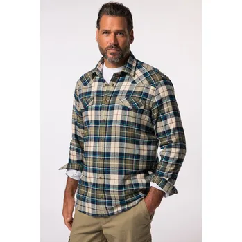 Pánská košile JP1880, Plus size Kostkovaná flanelová košile JP1880, dlouhé rukávy, Kent límeček, Modern střih, do 8XL pro plnoštíhlé nadměrná velikost, 835942430-1907, zelený, 8XL, Plus size oblečení, Oblečení pro vysoké muže, Nadměrné velikosti, Oblečení pro plnoštíhl