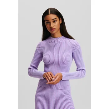 Dámský svetr SVETR KARL LAGERFELD LUREX KNIT TOP SWEET LAVENDER/DEEP PURPLE