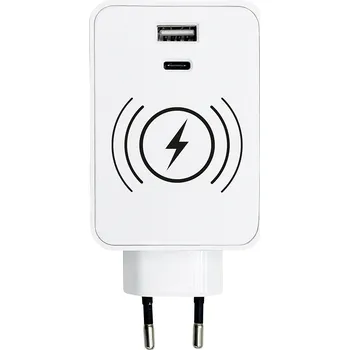 Voltomat USB nabíječka s bezdrátovým nabíjením, 1× USB-A, 1× USB-C, bílá&nbsp;ITA10694