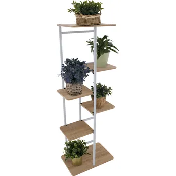 Stojan na květiny Stojan na květiny LEDOR TYP 2 dub sonoma, kov bílý lak, VÝPRODEJ