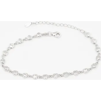 Náramek Dámský stříbrný srdíčkový náramek se zirkony 79339F 17-21 cm + dárek zdarma