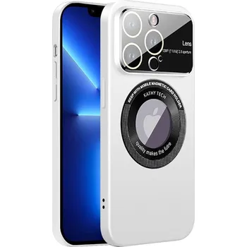 Pouzdro na mobilní telefon Tenký MagSafe kryt z tvrdého plastu s ochranou fotoaparátu a otvorem pro logo iPhone 13 Pro Barva: Bílá