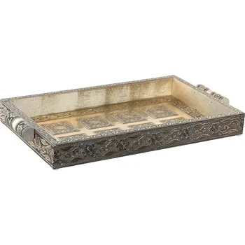 Tác DKD Home Decor Šampaňský Dřevo Kov 36 x 22 x 4 cm