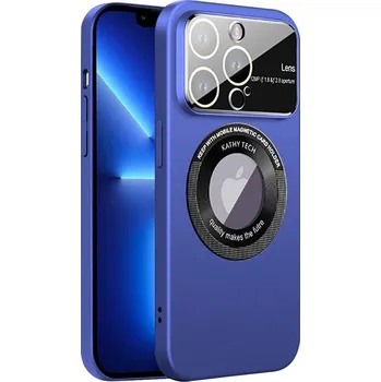 Pouzdro na mobilní telefon Tenký MagSafe kryt z tvrdého plastu s ochranou fotoaparátu a otvorem pro logo iPhone 14 Barva: Tmavě modrá