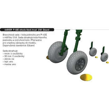 Plastikový model Eduard 1/48 P-40E wheels block tread (EDUARD)