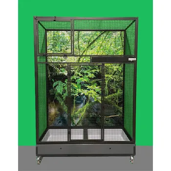 Voliéra POL 4 černý elox., černé pletivo - otočný krmný pult