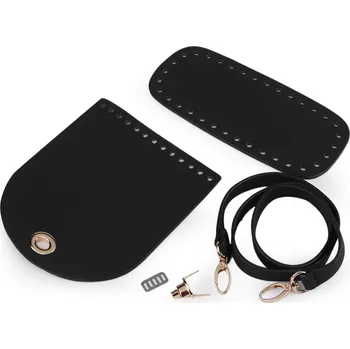 Sada na výrobu kabelky z broušené eko kůže, barva 3 černá zlatá