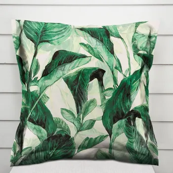 Povlak na dekorativní polštářek Sametový povlak na polštář s lemem Tamara TMR-028 Velké zelené listy 40 x 40 cm