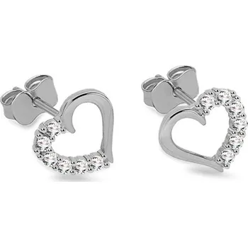 Náušnice Náušnice srdíčka zdobené zirkony Alya, bílé zlato 14K IZ23588A + dárkové balení LUXUS zdarma