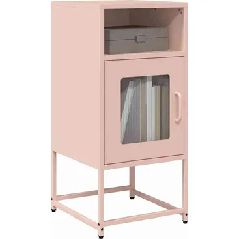 Noční stolek vidaXL Noční stolek 36x39x78 cm ocel válcovaná za studena [853410] Barva: Růžová