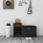 ZBXL Lavice s botníkem černá vysoký lesk 94,5x31x57 cm kompozit