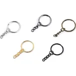 Kroužek na klíče s řetízkem - prům. 25 mm NIKL STŘÍBRNÝ