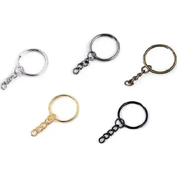 Kroužek na klíče s řetízkem - prům. 25 mm NIKL STŘÍBRNÝ